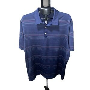 Bolle Tech Men's Short Sleeve Golf Polo Shirt Size XXL Navy Blue Striped